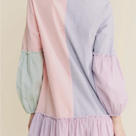 Colorblock Striped Button-Up Dress - Picture 2 of 3